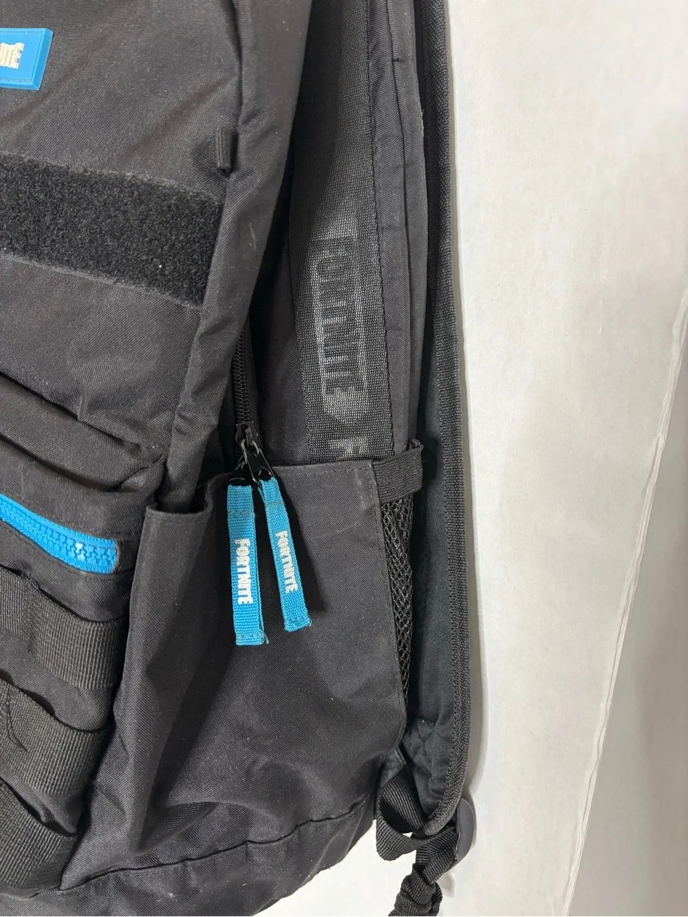 Fortnight Black Backpack with Blue Trim